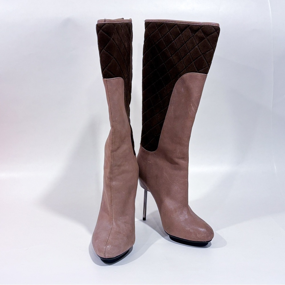 UNITED NUDE Brown Leather Knee High Boots Stiletto Heel | Size EU 37